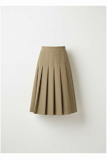 Jupe Plissée vert kaki midi chic