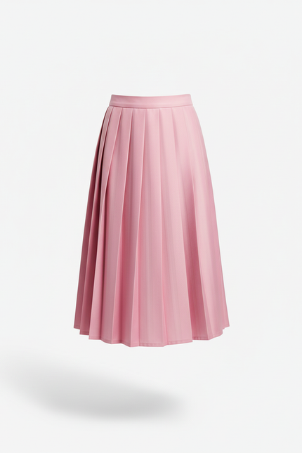 Jupe Plissée rose midi chic