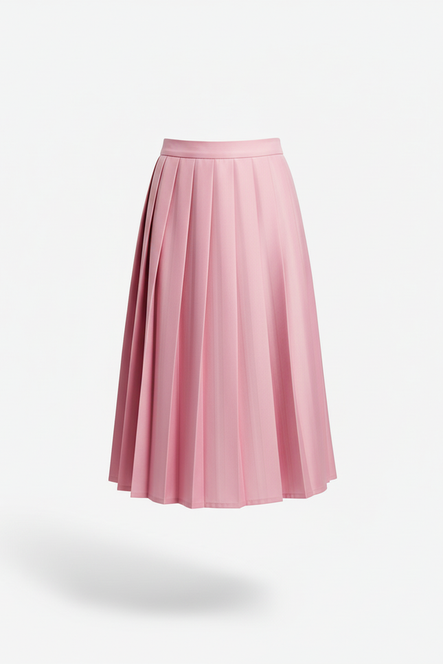 Jupe Plissée rose midi chic