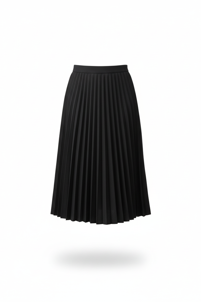 Jupe Plissée Noire Midi Élégante raffinée