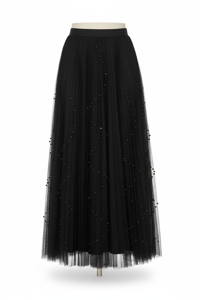 jupe plissée voile noir