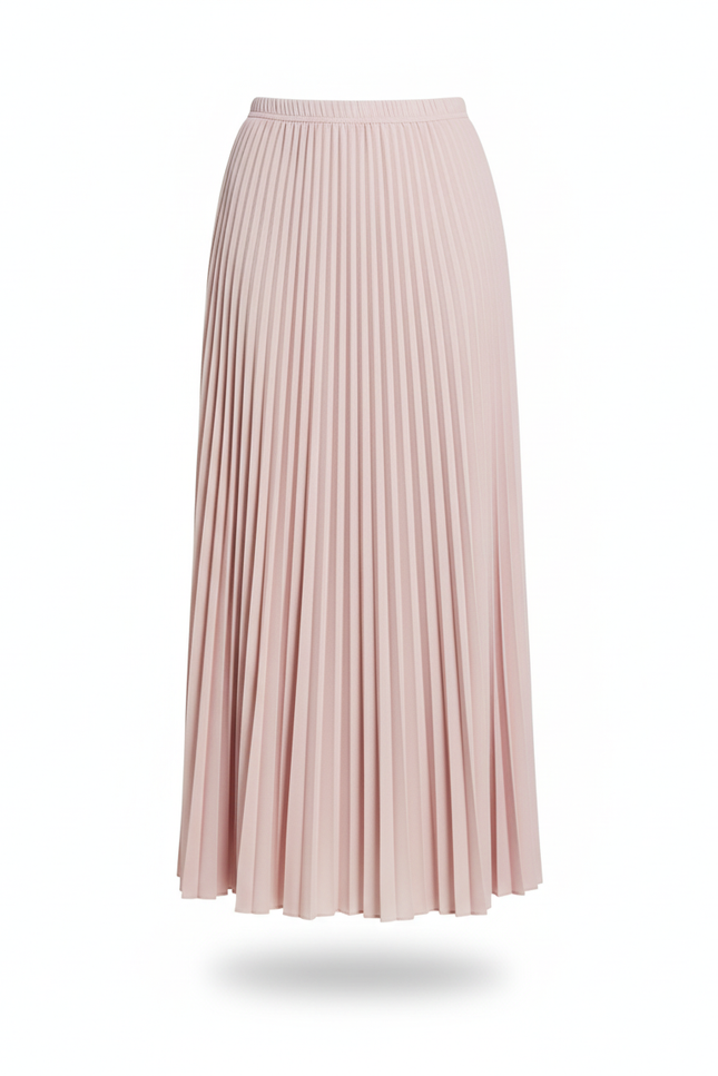 Jupe Plissée Rose pâle longue fluide