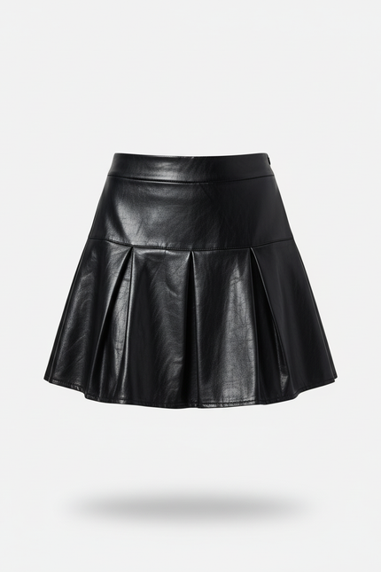 Jupe Plissée noire brillante chic