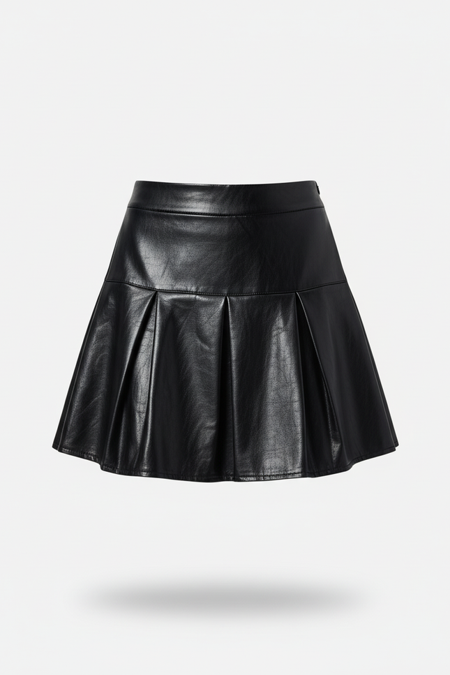 Jupe Plissée noire brillante chic
