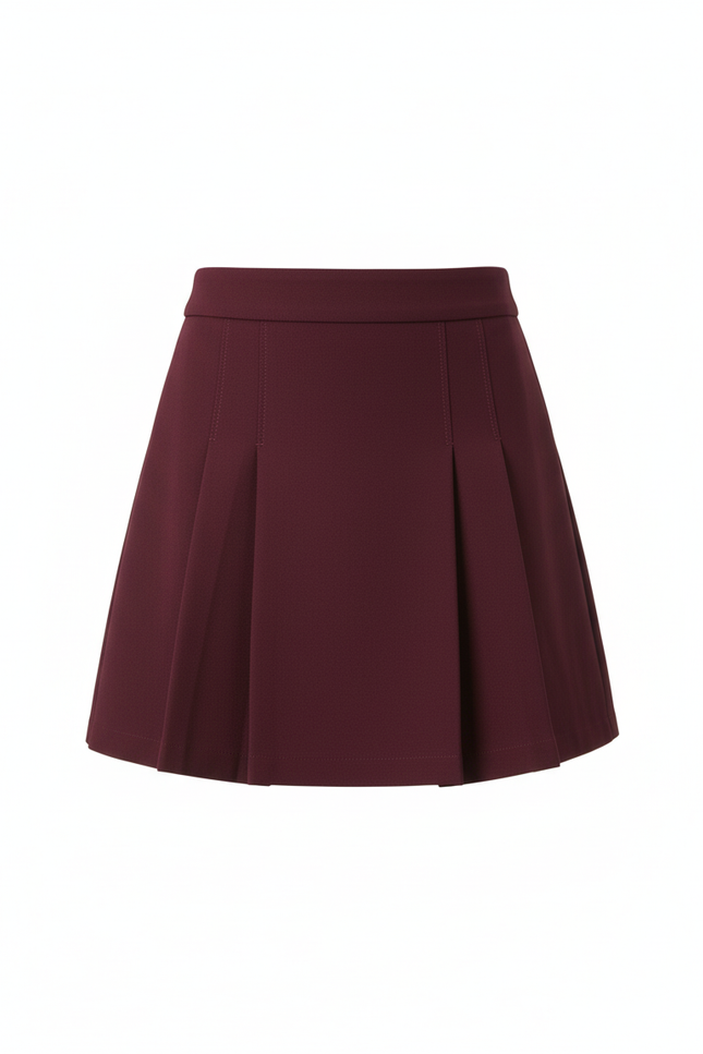 Jupe Plissée bordeaux mini chic raffinée