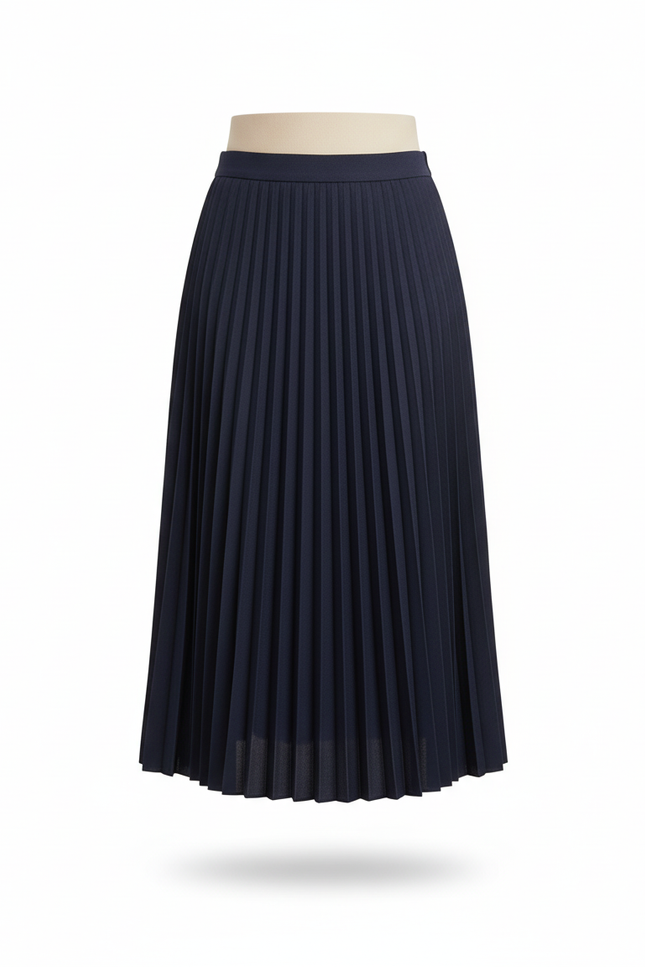 Jupe Plissée bleu marine midi élégante