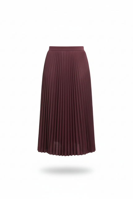 Jupe Plissée Bordeaux Taille Haute Élégante