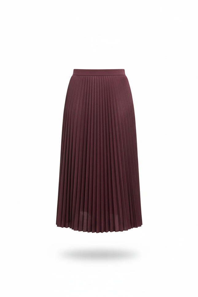 Jupe Plissée Bordeaux Taille Haute Élégante