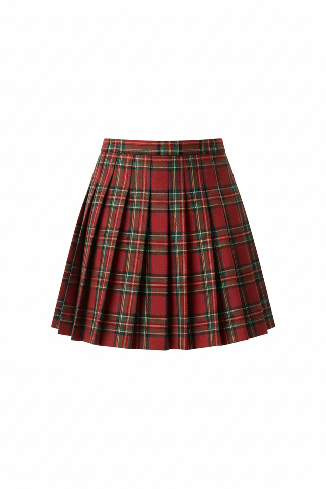 Jupe Plissée mini écossaise rouge chic