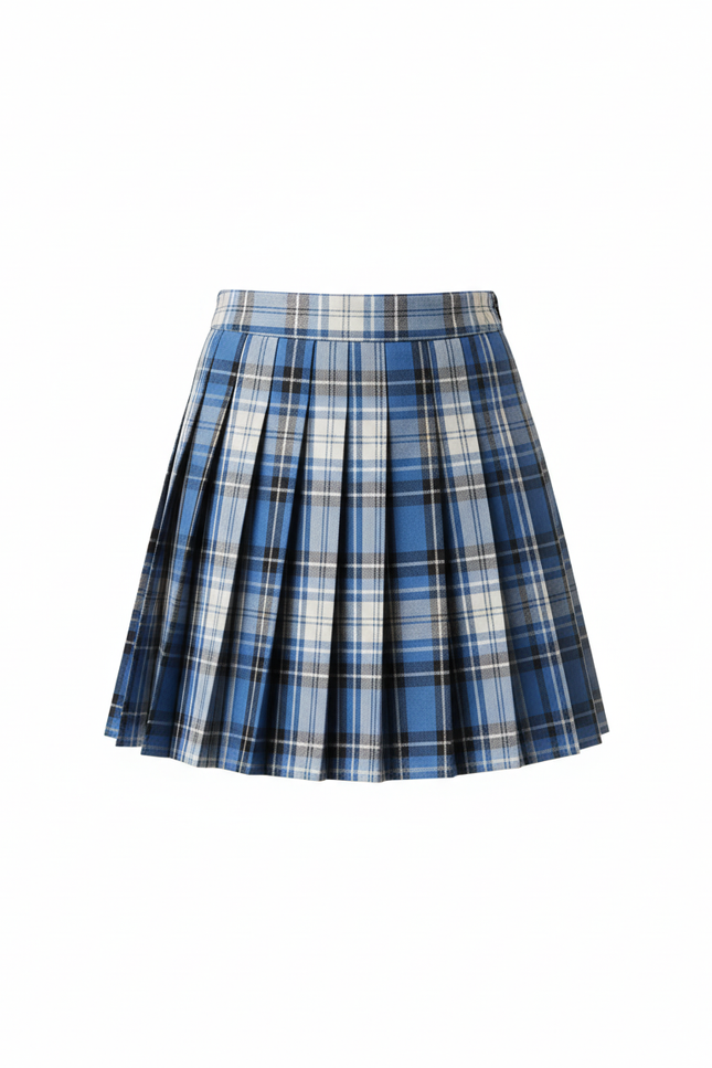 Jupe Plissée écossaise bleue chic
