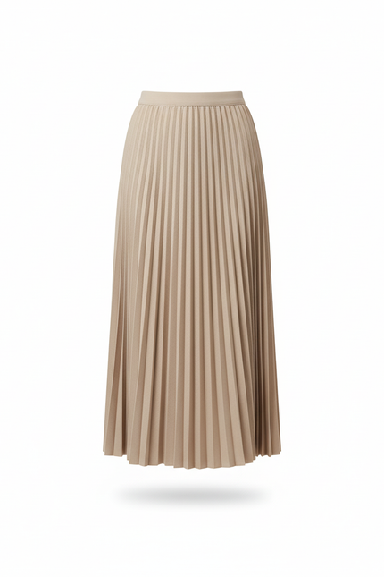 jupe plissée longue beige