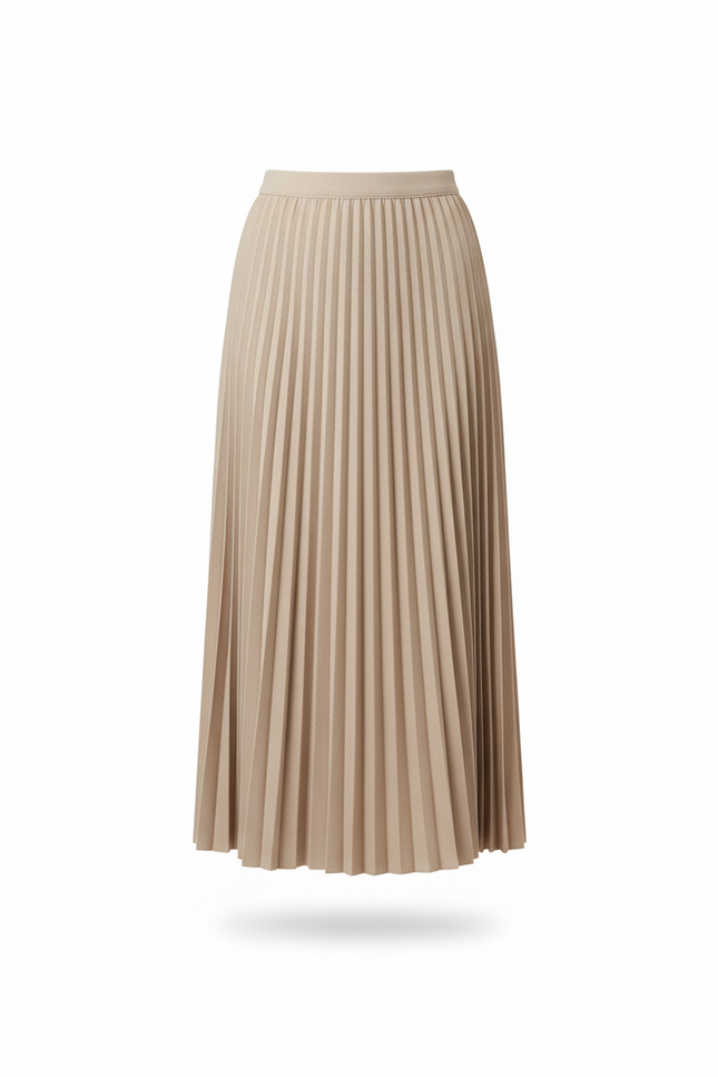 jupe plissée longue beige