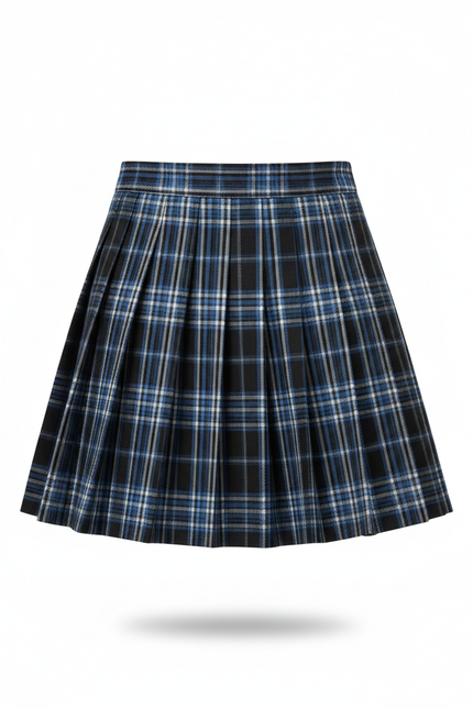 Jupe Plissée mini carreaux bleus chic