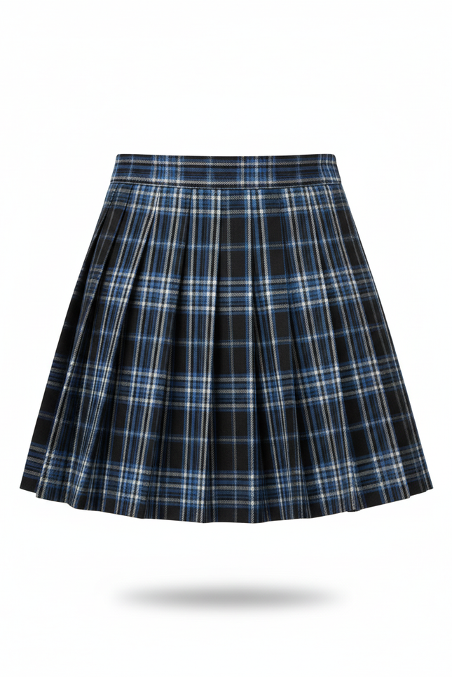 Jupe Plissée mini carreaux bleus chic