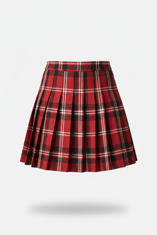 Jupe Plissée carreaux rouge chic