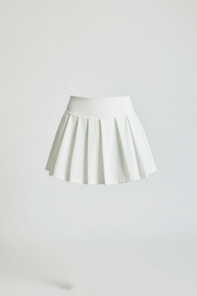 Jupe Plissée Blanche Taille Haute Sportive