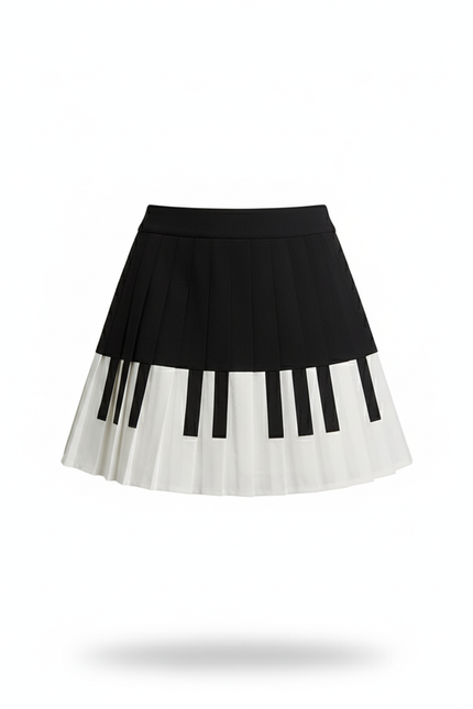 Jupe Plissée motif clavier de piano chic
