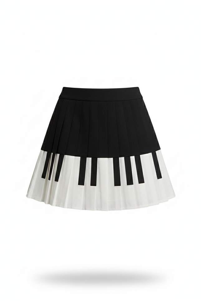 Jupe Plissée motif clavier de piano chic