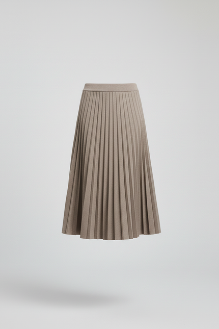 Jupe Plissée beige maille élégante