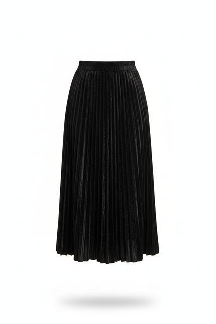 Jupe Plissée Velours Noir Chic