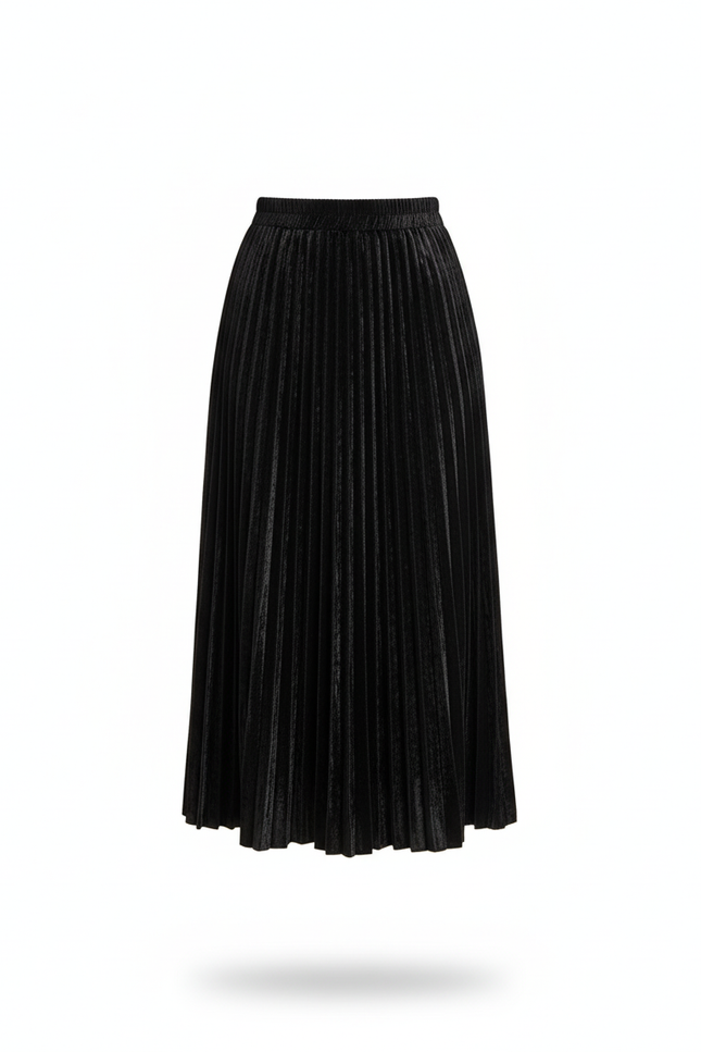 Jupe Plissée Velours Noir Chic