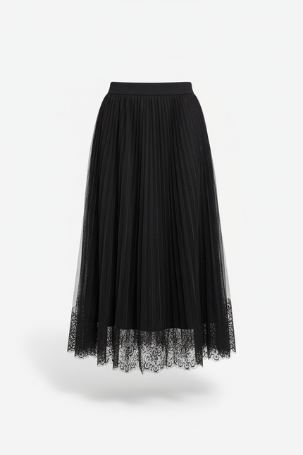 jupe plissée noire voile