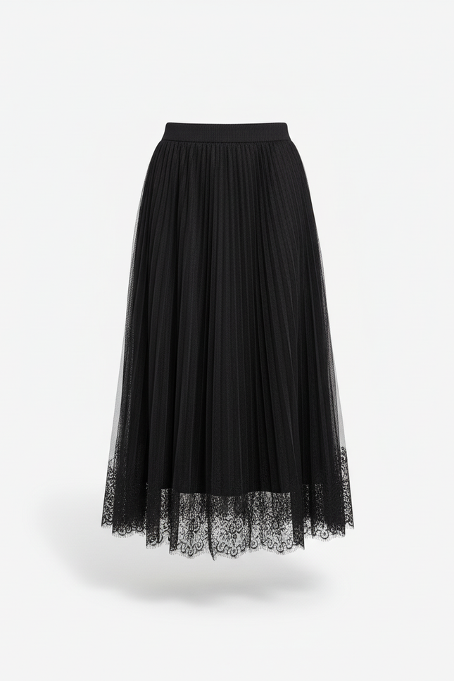 jupe plissée noire voile