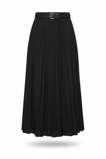 Jupe Plissée noire midi élégante