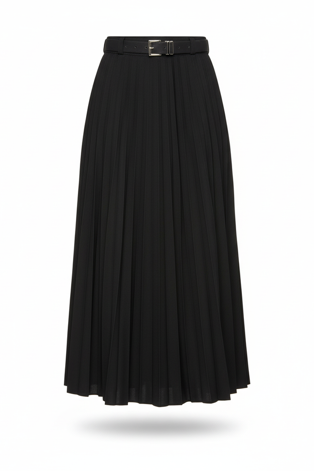 Jupe Plissée noire midi élégante