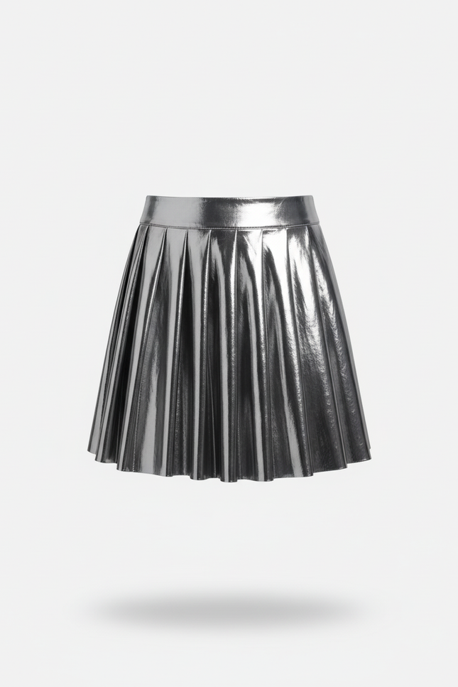 Jupe Plissée argentée brillante chic raffinée