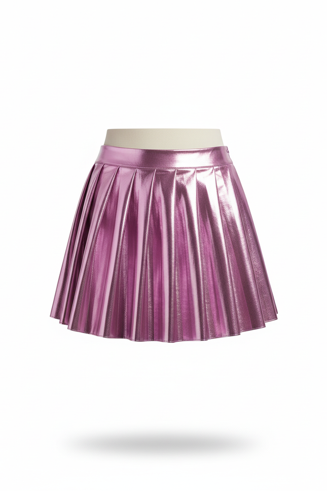 Jupe Plissée rose métallisée chic
