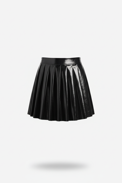 Jupe Plissée Noire Brillante Sexy