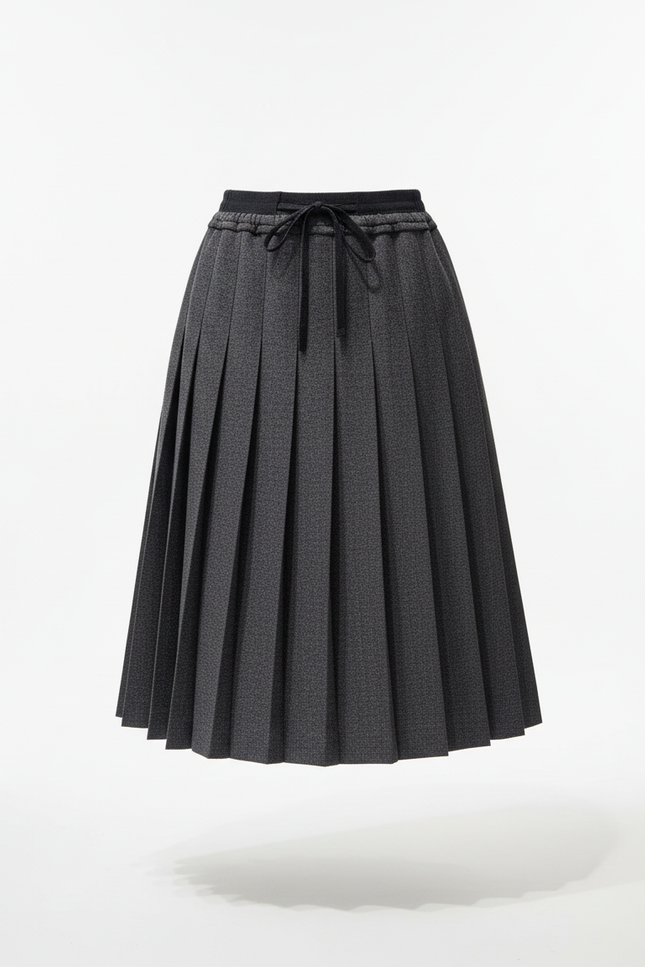 Jupe Plissée gris anthracite taille élastique élégante
