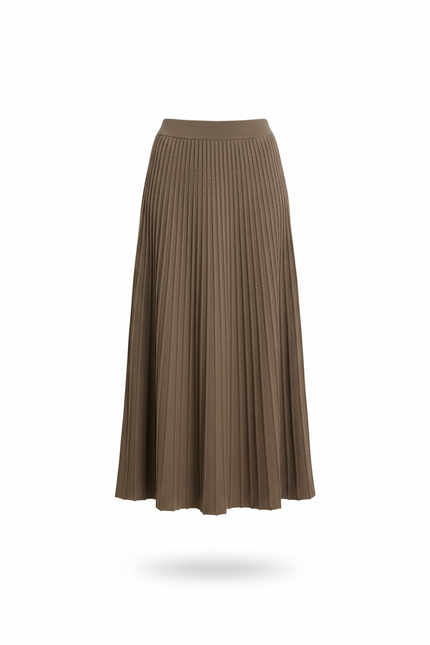 Jupe Plissée Khaki Maille Fluide