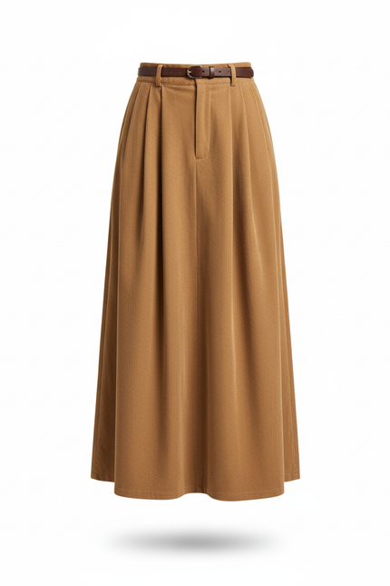 Jupe Plissée Khaki Corduroy Chic
