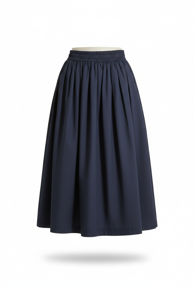 Jupe Plissée bleue marine taille haute élégante raffinée