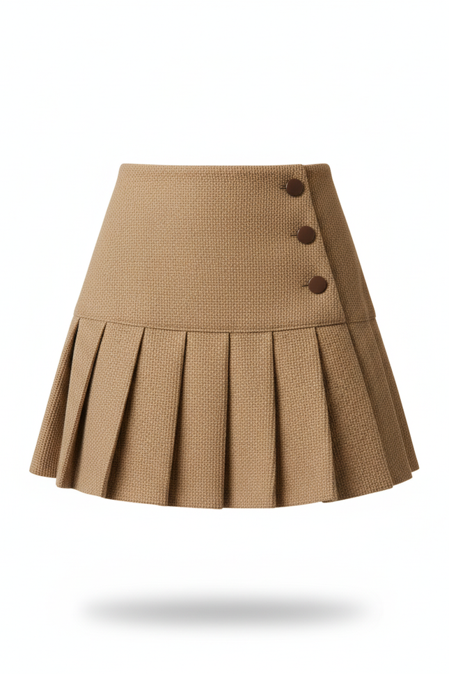 Jupe Plissée camel boutons vintage