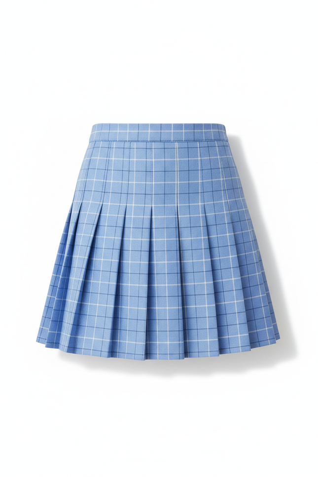Jupe Plissée bleue à carreaux chic