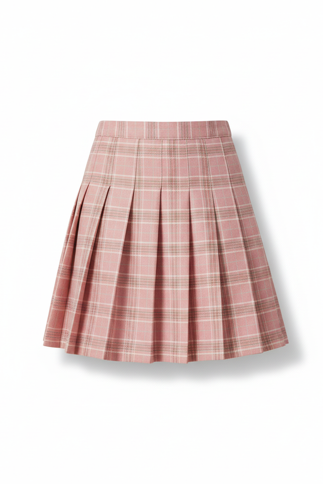 Jupe Plissée Rose Carreaux Chic