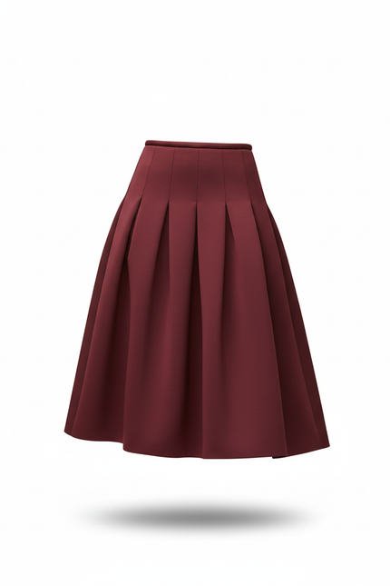 Jupe Plissée Bordeaux chic évasée