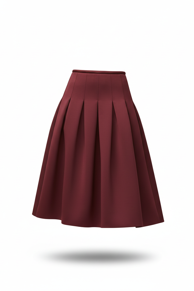 Jupe Plissée Bordeaux chic évasée