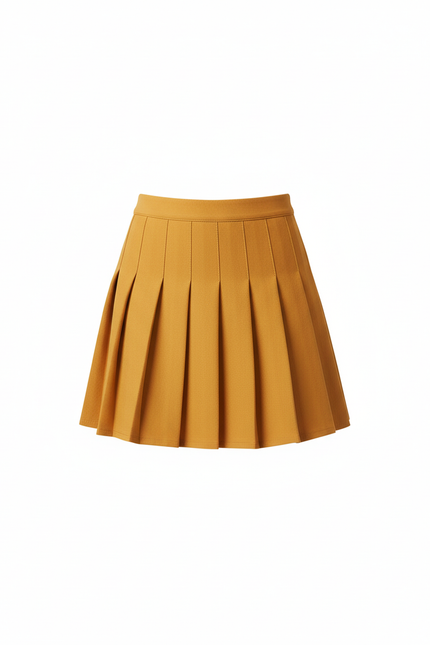 Jupe Plissée Jaune Moutarde Courte Preppy