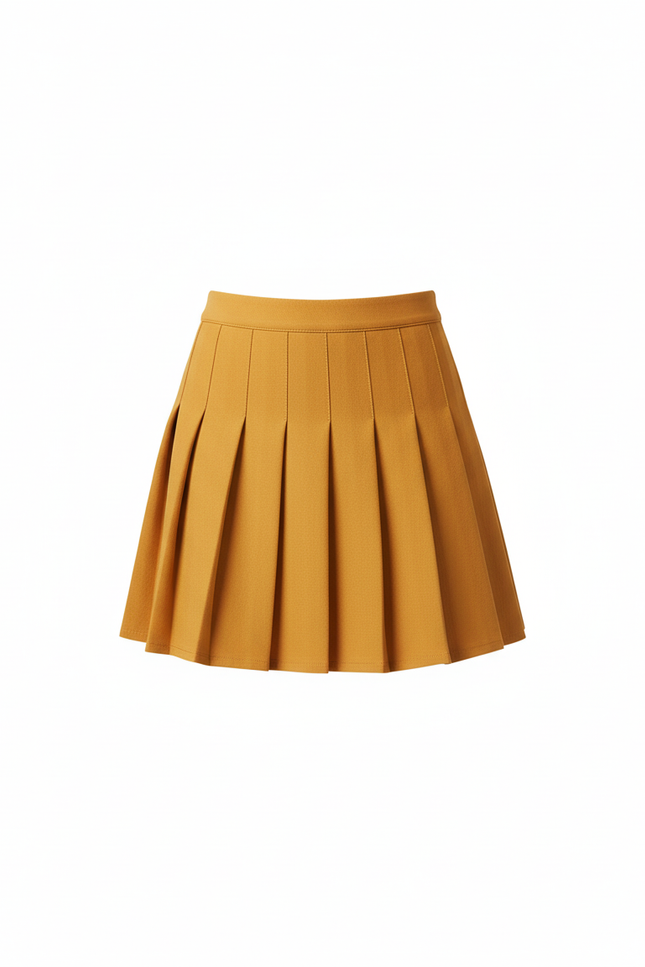 Jupe Plissée Jaune Moutarde Courte Preppy
