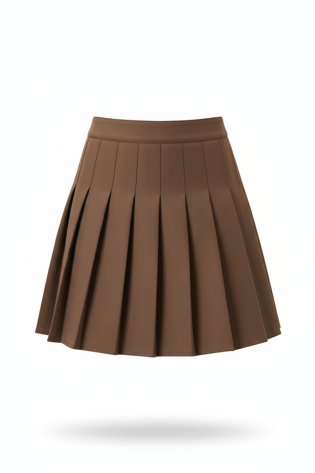 Jupe Plissée marron mini preppy raffinée