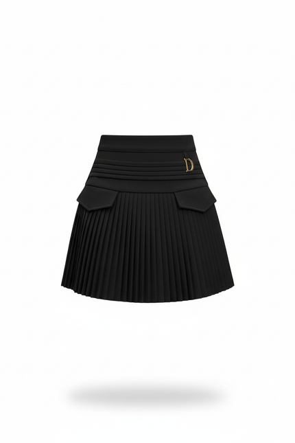 Jupe Plissée noire taille haute chic