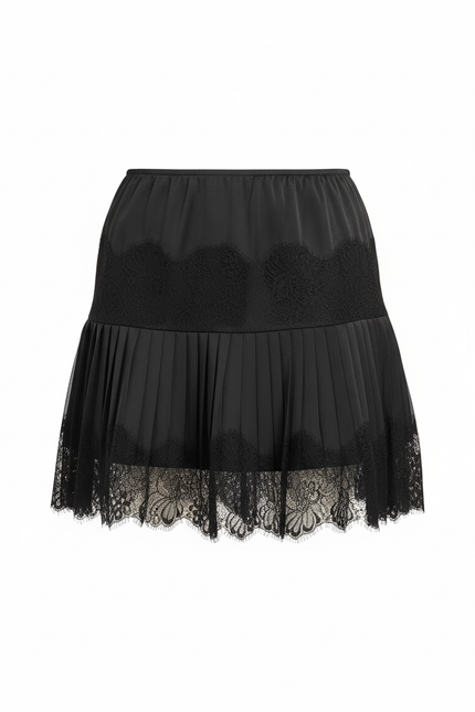 Jupe Plissée Noire Dentelle Chic