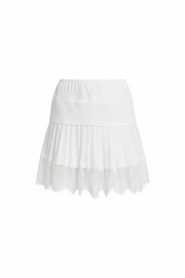Jupe Plissée blanche dentelle chic