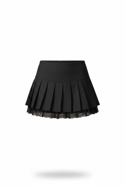 Jupe Plissée noire dentelle Gothic