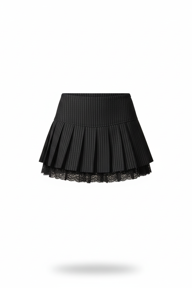 Jupe Plissée noire dentelle Gothic