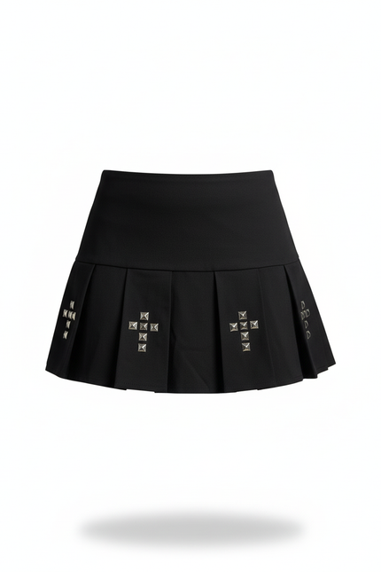Jupe Plissée cloutée mini gothique